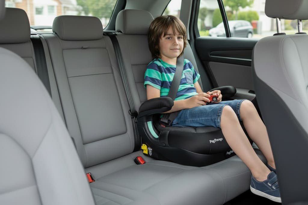 ребенок на бустере в машине